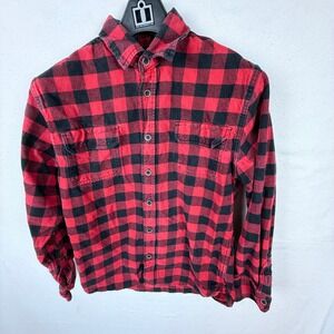 JACHS Flannel Shirt Women M Red Buffalo Plaid Button Down 100% Cotton 974954